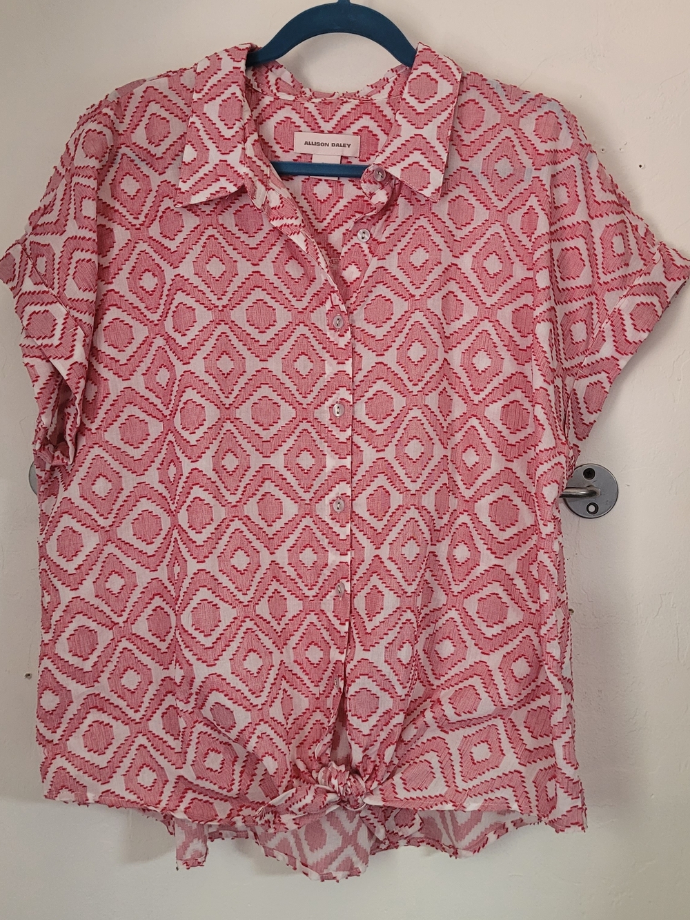 Allison Daley Geo Print Tie-Front Top